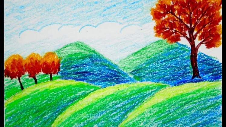 How to draw Scenery of Mountain, draw for beginners, draw for kids, for children, drawing