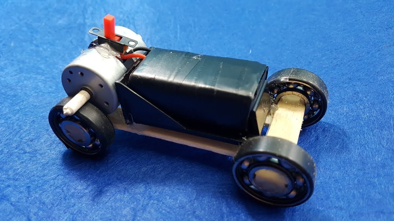 How to Make a Mini Car Using Bearings - Powerful Electric Car with Double Engine