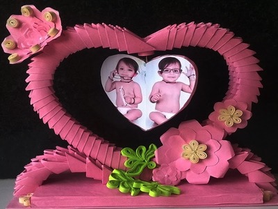 How To Make A Photo Frame Using Paper || 3d Origami Photo Frame ||  DIY Paper Heart Showpiece