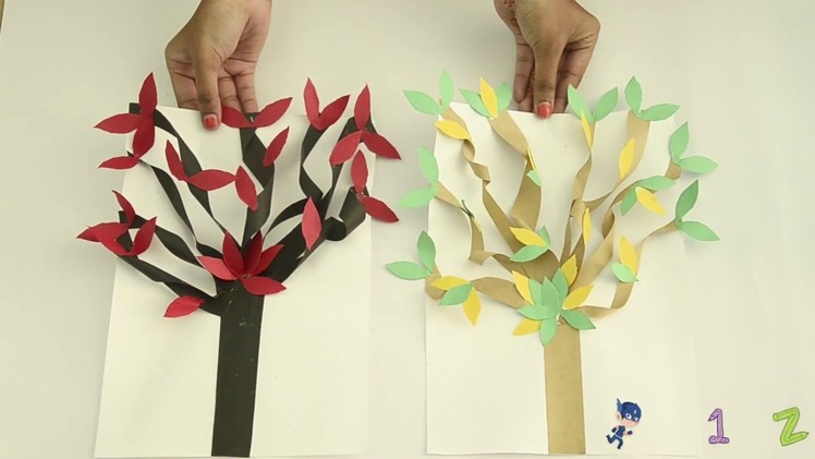 How to make a tree wall poster using color paper