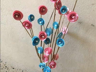 How to make paper rose tree bunch.Tree branch decor ideas.