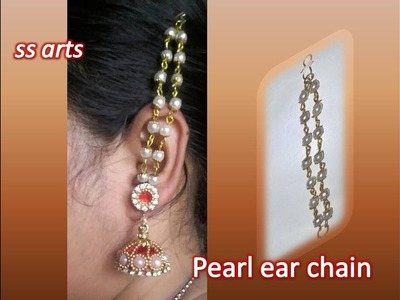 How to make Pearl  ear chains making at home.Bridal ear chains making  at home