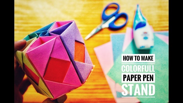 How to Make Pen Stand || Origami Pen Holder || Paper Pencil Holder||Hexagonal Holder(Royal Craftbox)