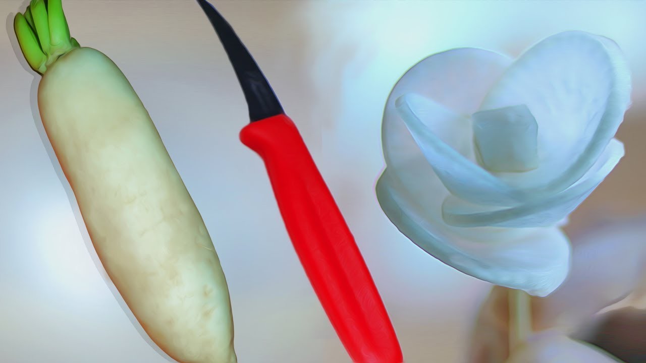 How to Make Radish Flower .Art In White Radish Rose_