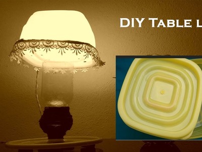 How to make table lamp at home using plastic container box,DIY night lamp making,best out of waste