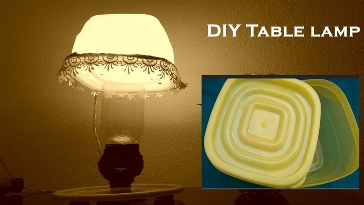 How to make table lamp at home using plastic container box,DIY night lamp making,best out of waste