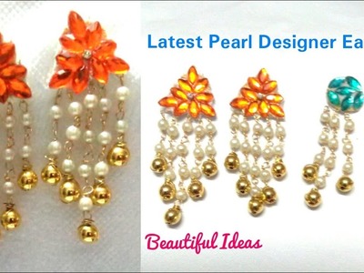 Latest Pearl Designer Earrings.How to Make Paper Earrings at Home. DIY.Paper Jewellery Making  DIY. 
