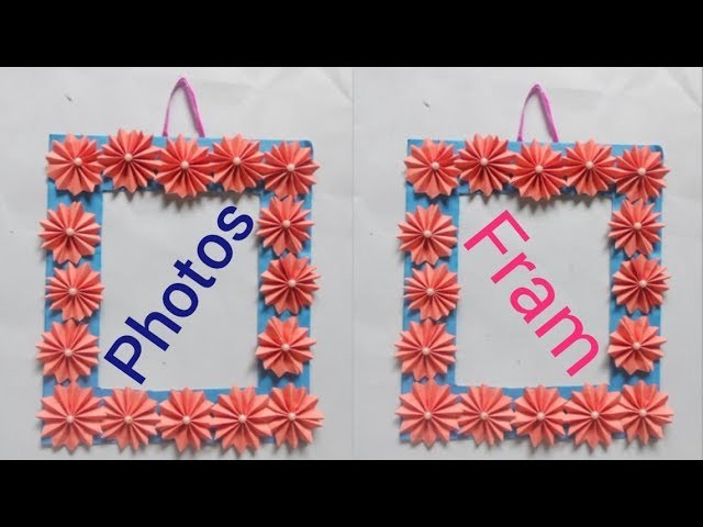 New Photos frame making from colour paper - how to make photos frame - DIY photos frame