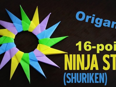Origami - How to make a 16-point SHURIKEN (Ninja Star)