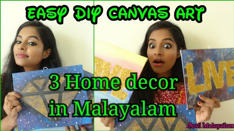 3 DIY Canvas art in malayalam|Easy&simple home decor|Crafts for kids in Malayalam Asvi