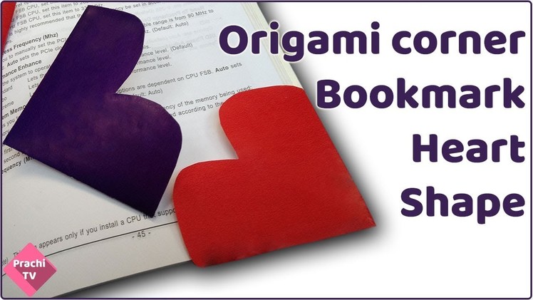 Cute Origami Bookmark Heart Easy with a square Pice of Paper | easy paper folding craft tutorial