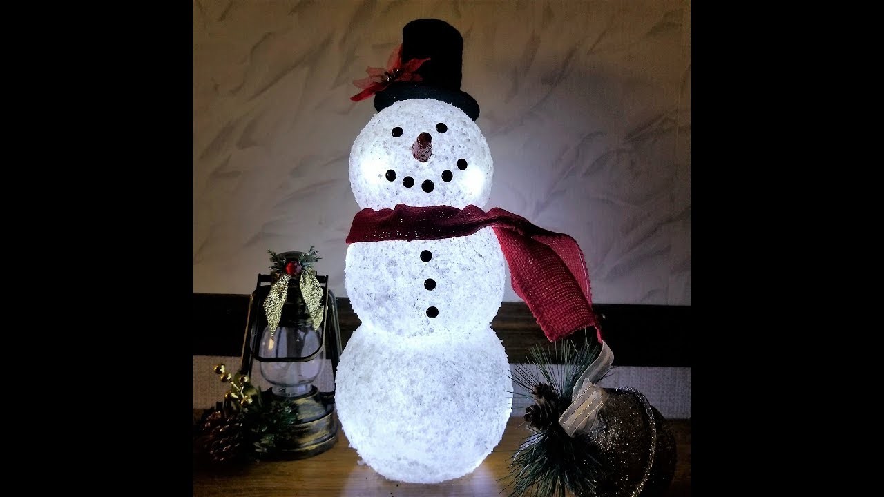Day 15 ~ 50 Christmas Crafts in 50 Days ~  DIY Lighted Epsom Salt Snowman  how to