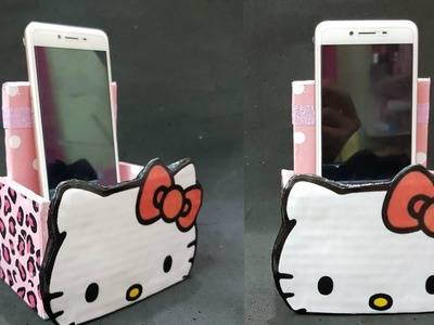 DIY Cardboard Mobile Phone Holder. DIY Hello kitty Mobile Phone Holder. DIY Mobile Phone Holder