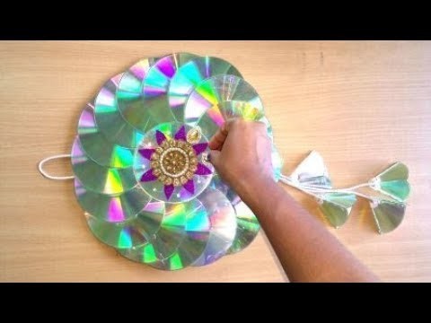 DIY CD WALL HANGING FOR DIWALI DECOR.RECYCLED OLD WASTE CD WALL HANGINGS.BEST OF WASTE