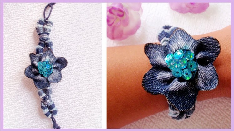DIY Denim Flower Bracelet