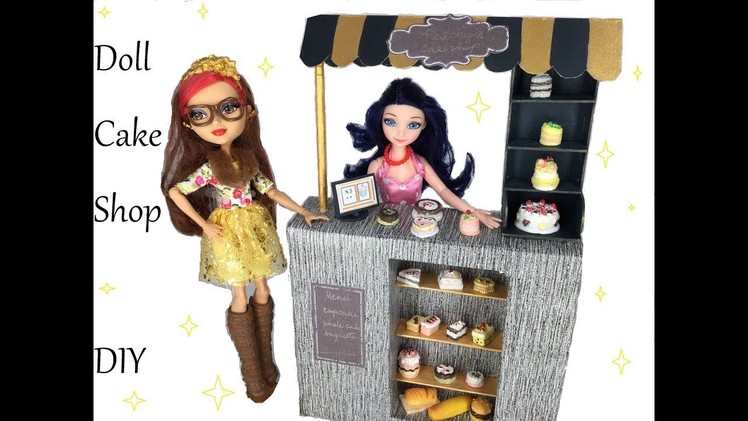 DIY - How to make: Easy Doll Cake shop|| Cardboard Dollhouse Crafts