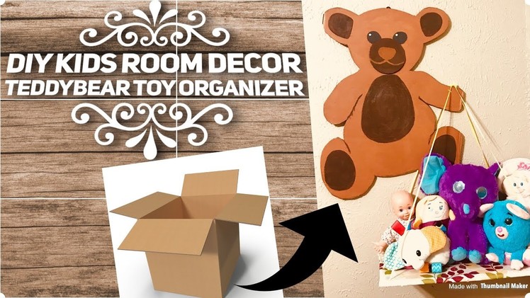 DIY Kids room wall  decor | Teddy bear toy organizer from Cardboard |