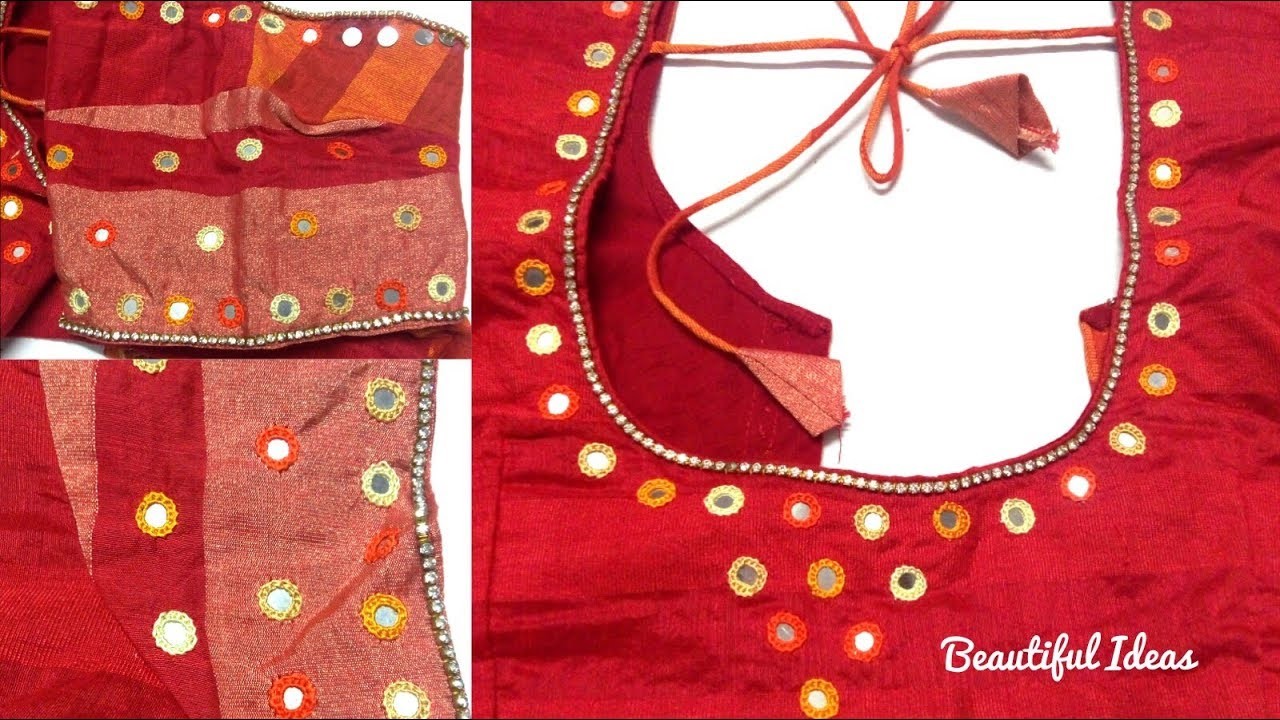 DIY.Mirror work design Blouse.How to Design Blouse with Mirror Work.How ...