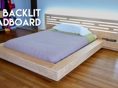 DIY Modern Plywood Platform Bed Part 2 : LED Backlit Headboard Build - Woodworking