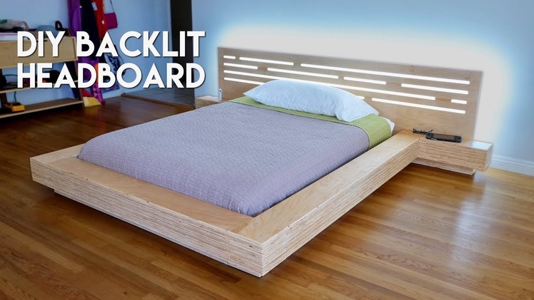 DIY Modern Plywood Platform Bed Part 2 : LED Backlit Headboard Build - Woodworking