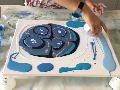 DIY Puddle pour fluid acrylic painting with cells