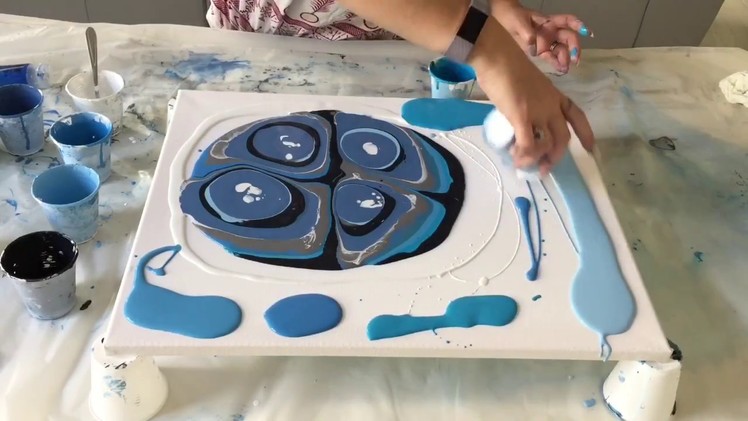 DIY Puddle pour fluid acrylic painting with cells