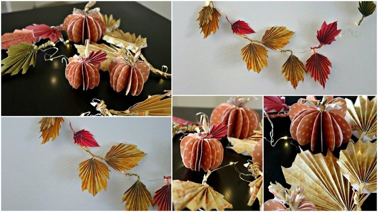 *DIY ROOM DECOR* Paper Pumpkins & Fall Leaves Decoration!