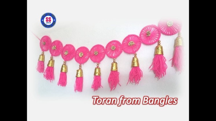 Diy. Toran from old waste Bangles.Plastic spoons Bandhanwar.wall decor.best out of the waste