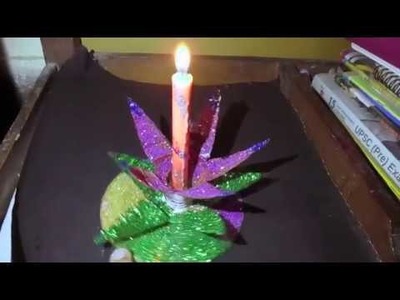 Diya decoration using glitters.DIY Make Candle Holder With Waste Products.Diya decoration