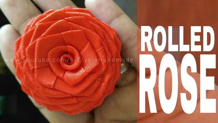 How To Make Ribbon Flower : Satin Ribbon Rose - Rolled Rose | DIY by Elysia Handmade