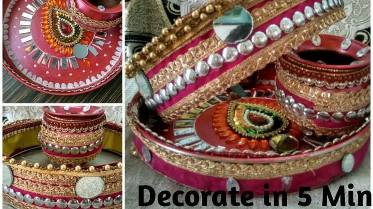 Karawachauth| DIY Channi and karwa decoration| Thali decoration