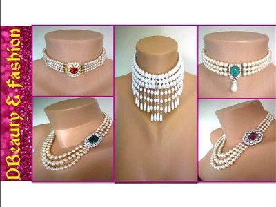 Latest DIY Pearl Choker Necklace Set Designs for Young and Beautiful Look