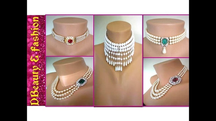 Latest DIY Pearl Choker Necklace Set Designs for Young and Beautiful Look