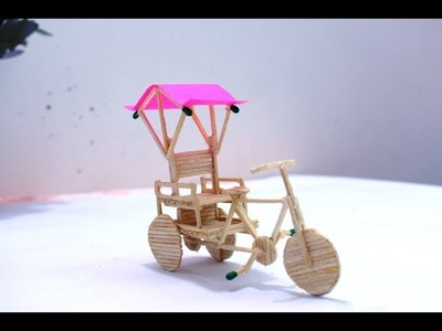 Matchstick Art and Craft | How to Make Matchstick Craft Item Rickshaw Gari | DIY