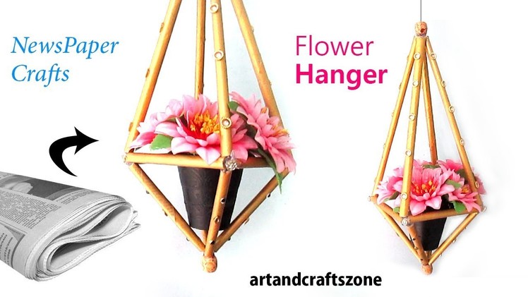 Newspaper  Flower Hanger | DIY Newspaper Crafts | Best out of Waste | wall hanging | Flower Vase