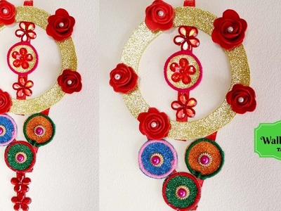 Wall hanging ideas with bangles and paper - Handmade wall hanging crafts  for living room