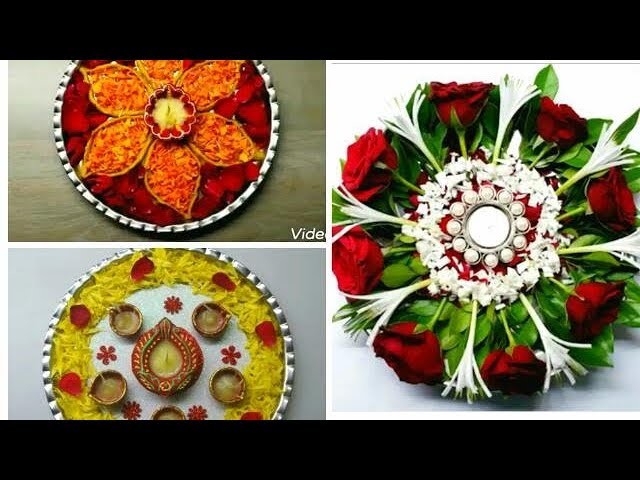 3 ☆ DIY Pooja Thali Decoration Ideas for Diwali.  Simple and Easy Pooja Thali Decoration. Arti Thali