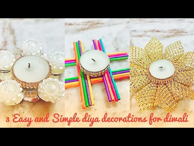 3 Easy and Simple diya decorations # Diwali decorations # room decor idea # Diy Diya for diwali