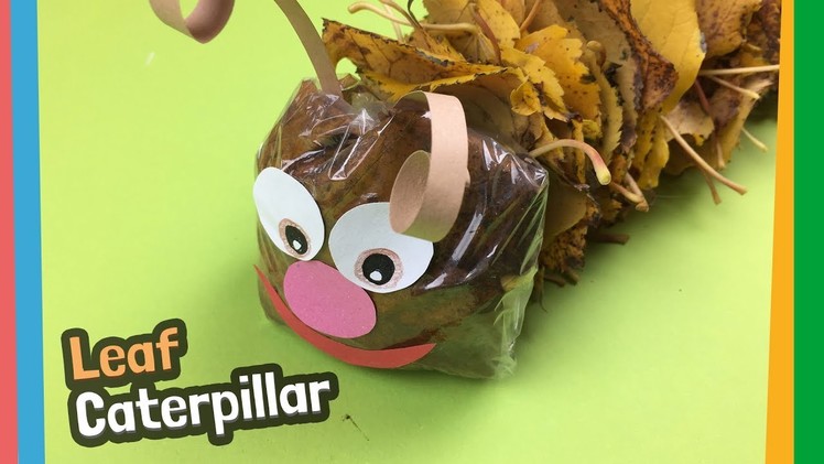 Caterpillar made of leaves, great for autumn DIY with kids
