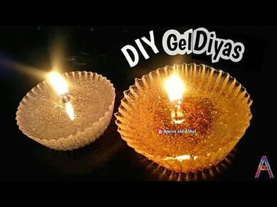 Diwali decoration ideas DIY gel diya easy diya home decoration simple easy homemade diya gel candles