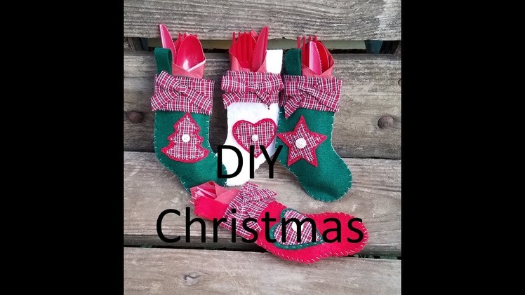 DIY Christmas Stocking Napkin And Silverware Holder