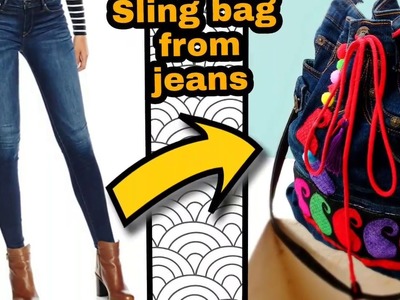 Diy convert old denim jeans into bucket sling bag || DA hobbies-diy