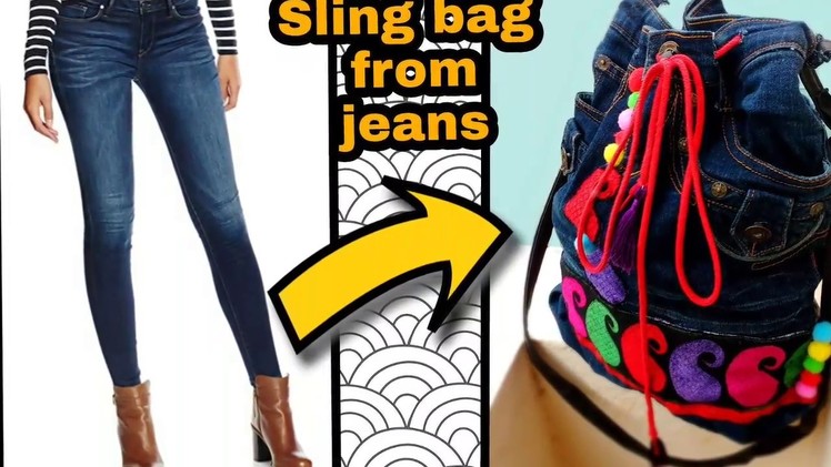 Diy convert old denim jeans into bucket sling bag || DA hobbies-diy