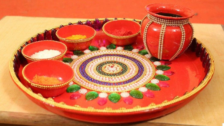 DIY Decorative Aarti Pooja Thali for DIWALI at Home step by step | shagun ki thali ideas
