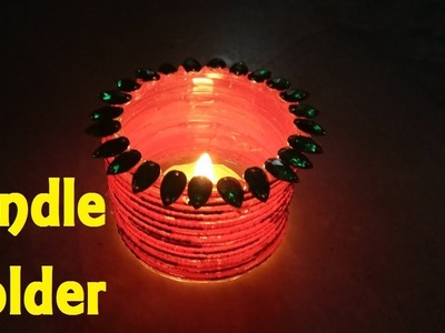 DIY Diwali Decoration : Candle Holder from Old Bangles & CD