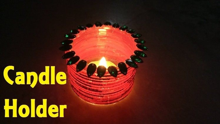 DIY Diwali Decoration : Candle Holder from Old Bangles & CD