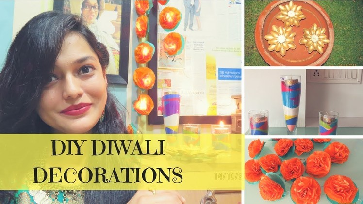 Diy diwali decoration ideas!d Diwali decoration! Floating candles! Flower lights!simple rangoli!