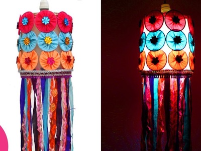 DIY Diwali LAMP.LANTERN from Waste Bangals,Old Clothe & Plastic Jar | Diwali Decorating Idea