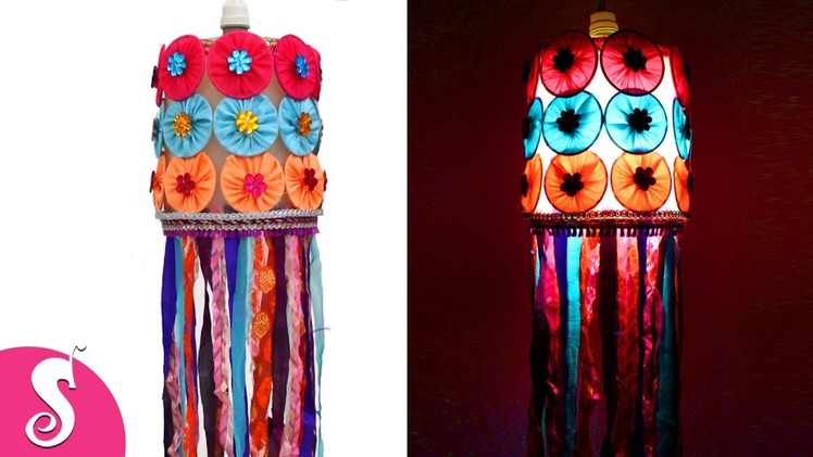 DIY Diwali LAMP.LANTERN from Waste Bangals,Old Clothe & Plastic Jar | Diwali Decorating Idea
