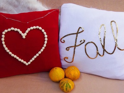 DIY FALL ROOM DECOR I NO SEW Pillows From Recycled Tshirt I DIYs with an old tshirts